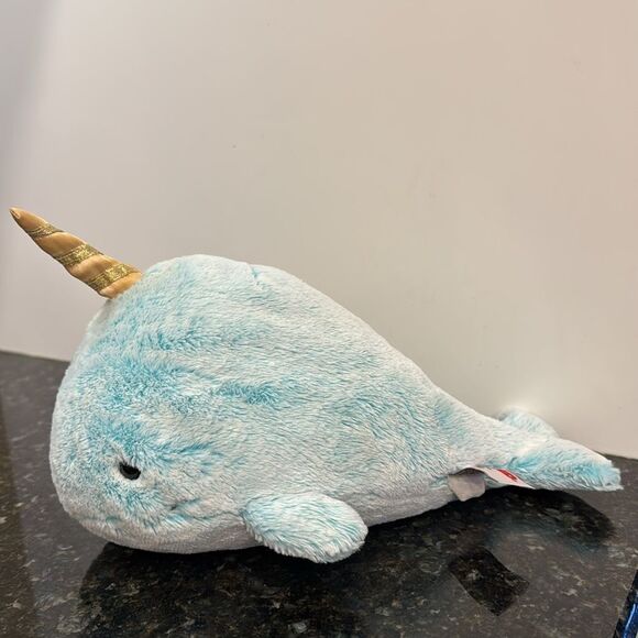 GUND Nori Narwhal Stuffed Animal Plush Whale Pastel Blue With Sparkling Horn 11” - Picture 3 of 7